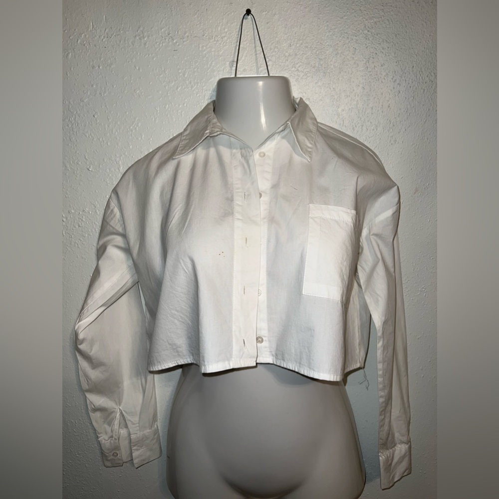 Long sleeve White crop top